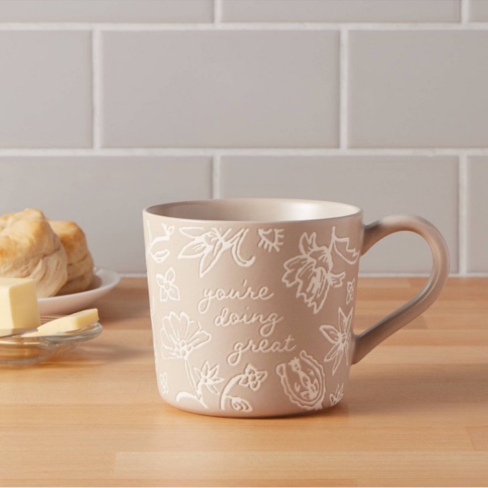 𝅺THRESHOLD YOURE DOING GREAT Floral Ceramic Mug NWT NEW